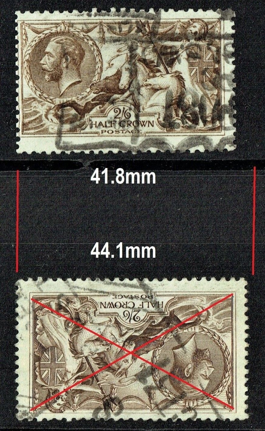 GB KING GEORGE V 1913-34, ERRORS, SEAHORSE 2'6s SEPIA BROWN SG400, Type A, USED