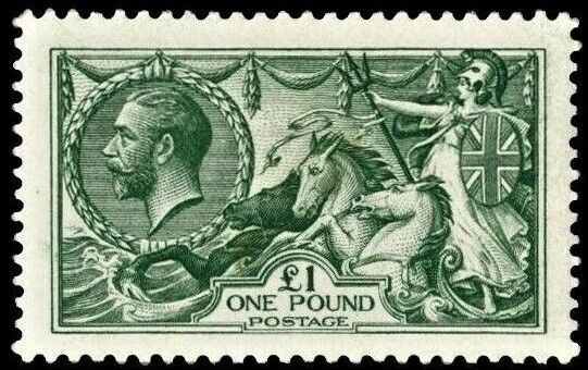 GB KING GEORGE V 1919, SEAHORSE £1 GREEN SG403, MNH
