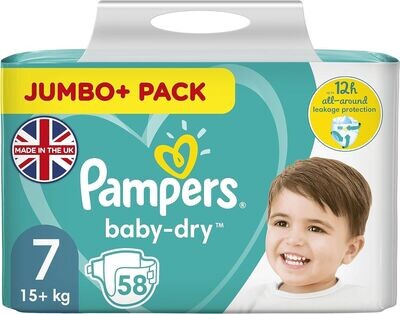 PAMPERS BABY DRY SIZE 7 x58/Pack, 15+kg JUMBO+ PACK