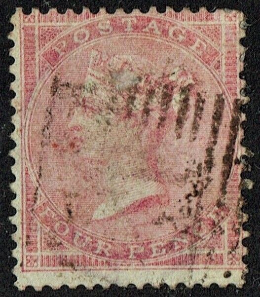 GB QUEEN VICTORIA 1857, 4d ROSE-CARMINE, Mi13z, SG66 Used