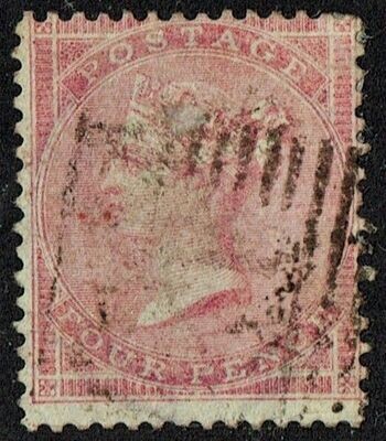 GB QUEEN VICTORIA 1857, 4d ROSE-CARMINE, Mi13z, SG66 Used