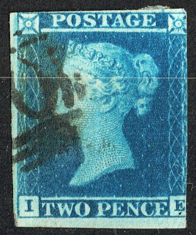 GB QUEEN VICTORIA 1840, 2d BLUE, SG 4, Mi.2, 3¼ MARGIN, I-E, Used