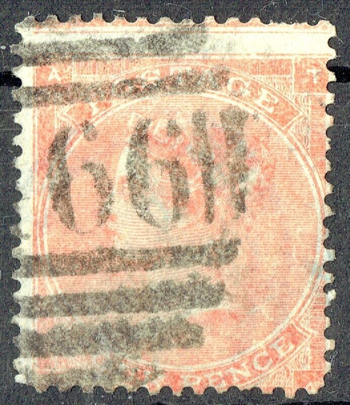 GB QUEEN VICTORIA 1862-1864, TYPE B, 4d PALE RED, SG 82, Mi.19Ib, HAIR LINES, A-T/T-A, USED