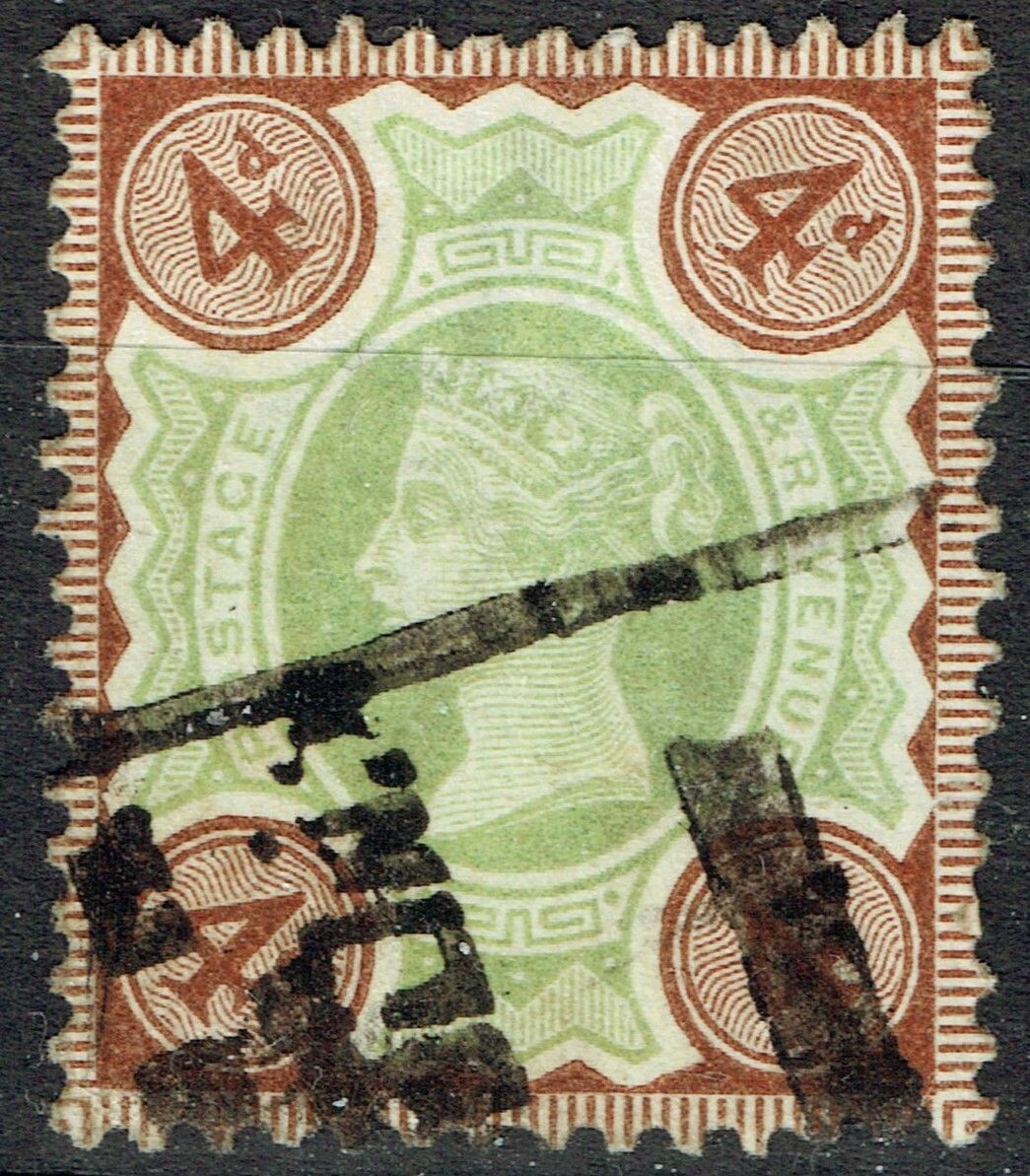 GB QUEEN VICTORIA 1887-92, 4d GREEN & DEEP BROWN, SG205a, Mi.91b, USED
