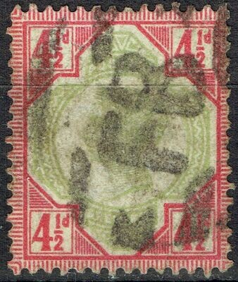 GB QUEEN VICTORIA 1892, 4½d GREEN & CARMINE, SG 206, Mi.92, USED