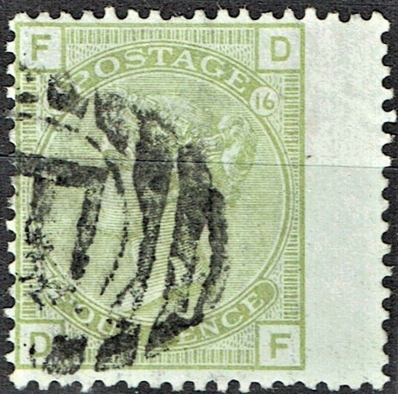 GB QUEEN VICTORIA 1877, 4d SAGE GREEN Pl.16, SG 153, Mi.48, F-D/D-F, USED/FU