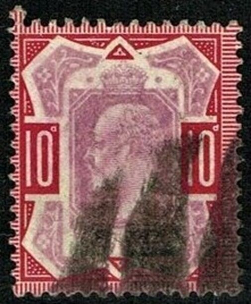 GB KING EDWARD VII 1911, ERRORS, 10d DULL REDDISH PURPLE & ANILINE PINK, SG 310, Mi.104a, USED
