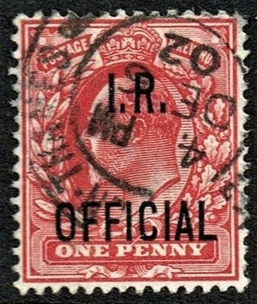 GB KING EDWARD VII 1902, I.R.OFFICIAL, 1d SCARLET, SG O21, Mi.D57, USED