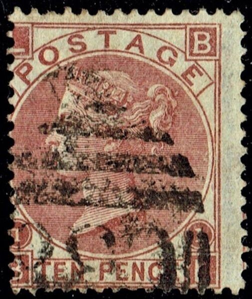GB QUEEN VICTORIA 1867, 10d DEEP RED BROWN, Pl.1, SG 114, Mi32, L-B/B-L, USED