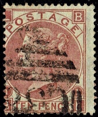 GB QUEEN VICTORIA 1867, 10d DEEP RED BROWN, Pl.1, SG 114, Mi32, L-B/B-L, USED