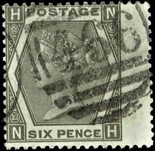 GB QUEEN VICTORIA 1873, 6d GREY, Pl.12, SG 125, Mi.39, H-N/N-H, USED/ FU
