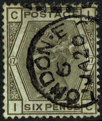 GB QUEEN VICTORIA 1878, 6d GREY, Pl.17, SG 161, Mi.63, C-I/I-C, USED
