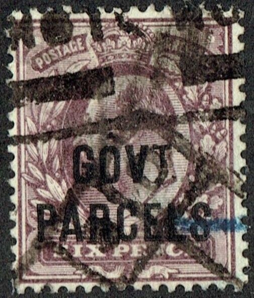 GB KING EDWARD VII 1902, 6d PALE DULL PURPLE, Gov.T.Parcels, SG O76, Mi.D36, USED