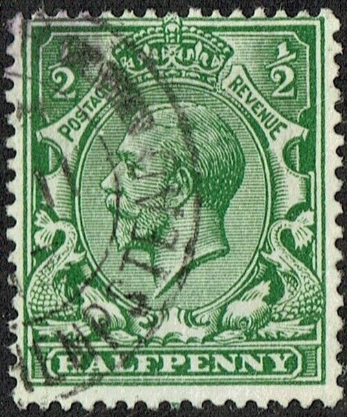GB KING GEORGE V 1913, ERROR N14L, ½d BRIGHT GREEN SG 397 , Mi.127Xa, USED