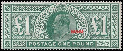GB KING EDWARD VII 1902, £1 BLUE-GREEN, SG 266, Mi.118I, MNH