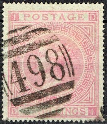 GB QUEEN VICTORIA 1867, 5s PALE ROSE, Pl.2, SG 127, Mi.35a, I-D/D-I, USED/ FU