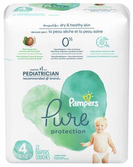 PAMPERS PURE PROTECTION SIZE 4 x22/Pack, 9-14kg ESSENTIAL PACK