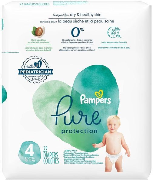 PAMPERS PURE PROTECTION SIZE 4 x22/Pack, 9-14kg ESSENTIAL PACK
