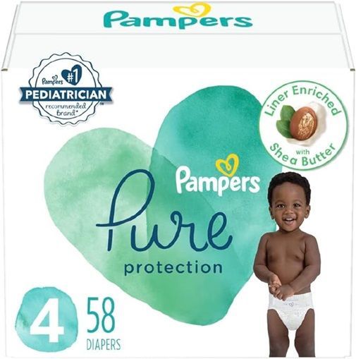 PAMPERS PURE PROTECTION SIZE 4 x58/Pack, 9-14kg DIAPERS/COUCHES