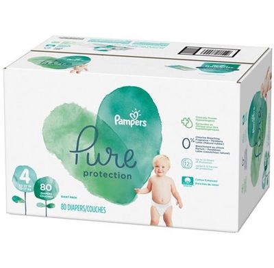 PAMPERS PURE PROTECTION SIZE 4 x104/Pack, 9-14kg DIAPERS/COUCHES