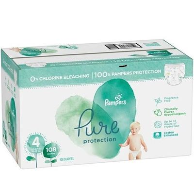 PAMPERS PURE PROTECTION SIZE 4 x150/Pack, 9-14kg DIAPERS/COUCHES