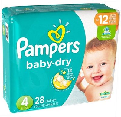 PAMPERS BABY-DRY SIZE 4 x28/Pack, 9-14kg DIAPERS/COUCHES