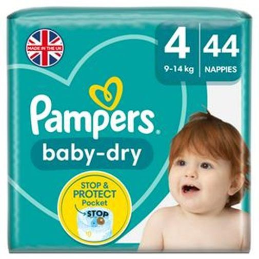 PAMPERS BABY DRY SIZE 4 x44/Pack, 9-14kg ESSENTIAL PACK
