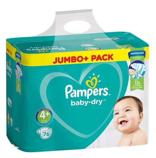 PAMPERS BABY DRY SIZE 4 x76/Pack, 7-18kg JUMBO+ PACK