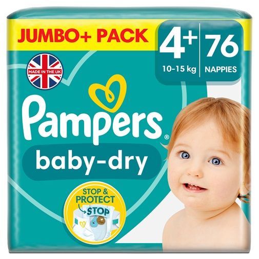 PAMPERS BABY DRY SIZE 4 x76/Pack, 7-18kg JUMBO+ PACK