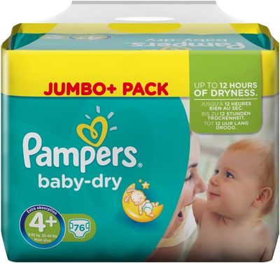 PAMPERS BABY DRY SIZE 4 x76/Pack, 7-18kg JUMBO+ PACK