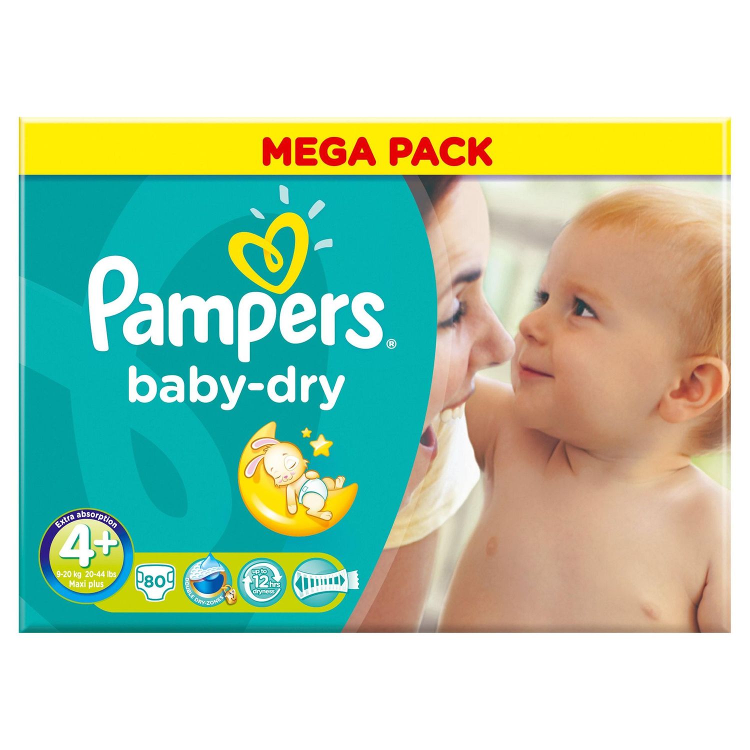 PAMPERS BABY DRY SIZE 4 x80/Pack, 7-18kg JUMBO+ PACK