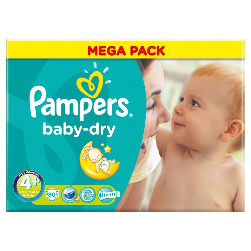 PAMPERS BABY DRY SIZE 4 x80/Pack, 7-18kg JUMBO+ PACK