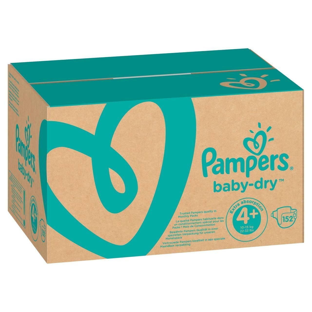 PAMPERS BABY DRY SIZE 4+ x152/Pack, 8-20kg MONTHLY PACK
