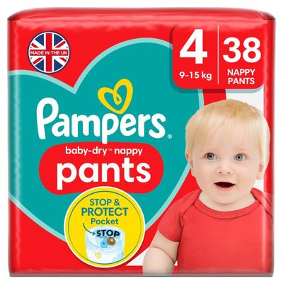 PAMPERS BABY-DRY NAPPY PANTS SIZE 4 x38/Pack, 9-15kg CARRY PACK