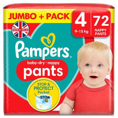PAMPERS BABY DRY PANTS SIZE 4 x72/Pack, 8-20kg JUMBO+ PACK