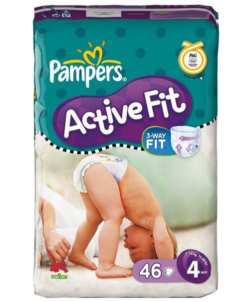 PAMPERS ACTIVE FIT SIZE 4 x46/Pack, 7-18kg CARRY PACK