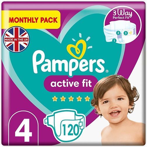 PAMPERS ACTIVE FIT SIZE 4 x120/Pack, 7-18kg JUMBO+ PACK