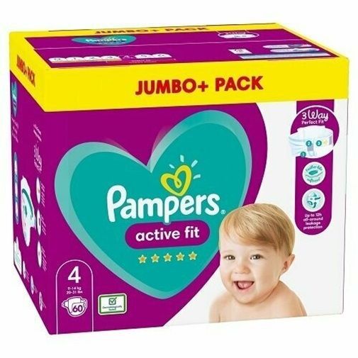 PAMPERS ACTIVE FIT SIZE 4 x60/Pack, 9-14kg JUMBO+ PACK