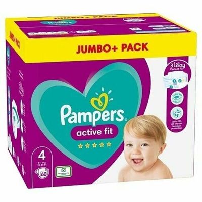 PAMPERS ACTIVE FIT SIZE 4 x60/Pack, 9-14kg JUMBO+ PACK