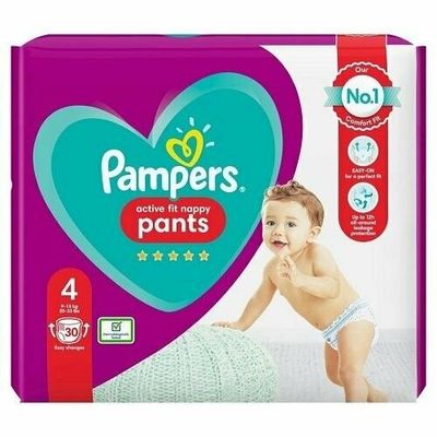 PAMPERS ACTIVE FIT NAPPY PANTS SIZE 4 x30/Pack, 9-15kg ESSENTIAL PACK