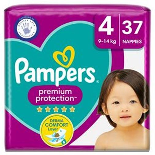 PAMPERS PREMIUM PROTECTION SIZE 4+ x37/Pack, 9-20kg CARRY PACK