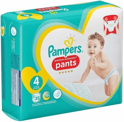 PAMPERS PREMIUM PROTECTION NAPPY PANTS SIZE 4 x32/Pack, 7-18kg