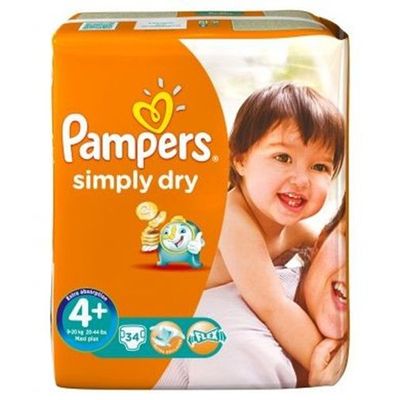 PAMPERS SIMPLY DRY  SIZE 4 x34/Pack, 7-18kg CARRY PACK