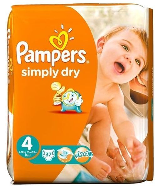 PAMPERS SIMPLY DRY  SIZE 4 x37/Pack, 7-18kg CARRY PACK