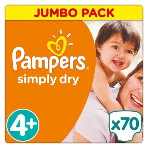 PAMPERS SIMPLY DRY  SIZE 4 x70/Pack, 7-18kg CARRY PACK