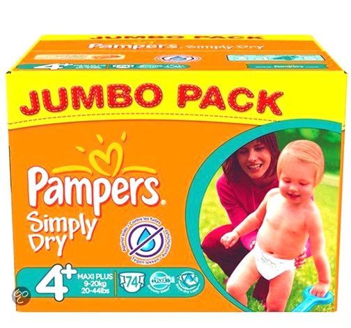 PAMPERS SIMPLY DRY SIZE 4 x74/Pack, 7-18kg JUMBO PACK
