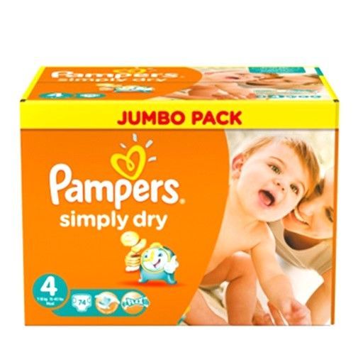 PAMPERS SIMPLY DRY SIZE 4 x74/Pack, 7-18kg JUMBO PACK
