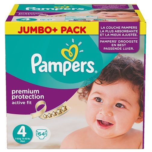PAMPERS PREMIUM PROTECTION ACTIVE FIT SIZE 4 x64/Pack, 7-18kg