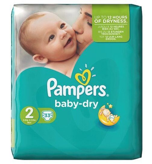 PAMPERS BABY-DRY SIZE 2 MINI x33/Pack, 3-6kg CARRY PACK
