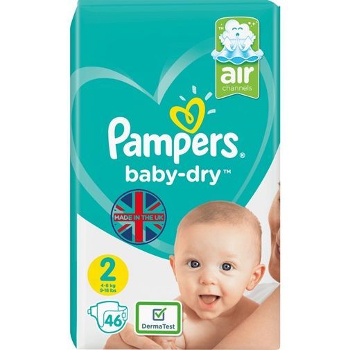 PAMPERS BABY-DRY SIZE 2 MINI x46/Pack, 3-6kg CARRY PACK